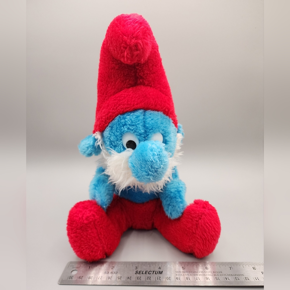 VTG Schleich 1979 Papa Smurf Plushโ Toy 10.5 Inch Peyo 1979 Wallace Berrie